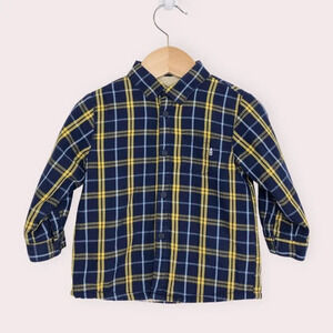 Mayoral shacket blue and yellow plaid Sherpa lined flannel shirt size 12 months